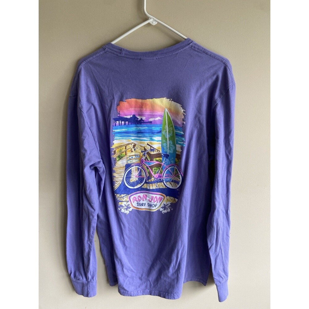 Ron Jon Surf Shop Surfboard Bicycle Purple Longsleeve Shirt Medium